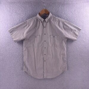 Vintage 70s LL Bean Mens Medium Button Down Shirt Tattersall Cotton Outdoor Camp